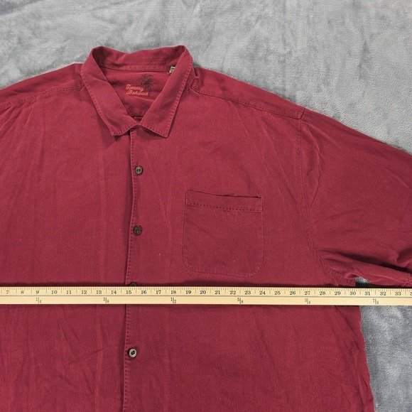 Tommy Bahama Catalina Twill Camp Shirt Mens 3XB Wine Silk Hawaiian Resort Casual - Picture 6 of 8